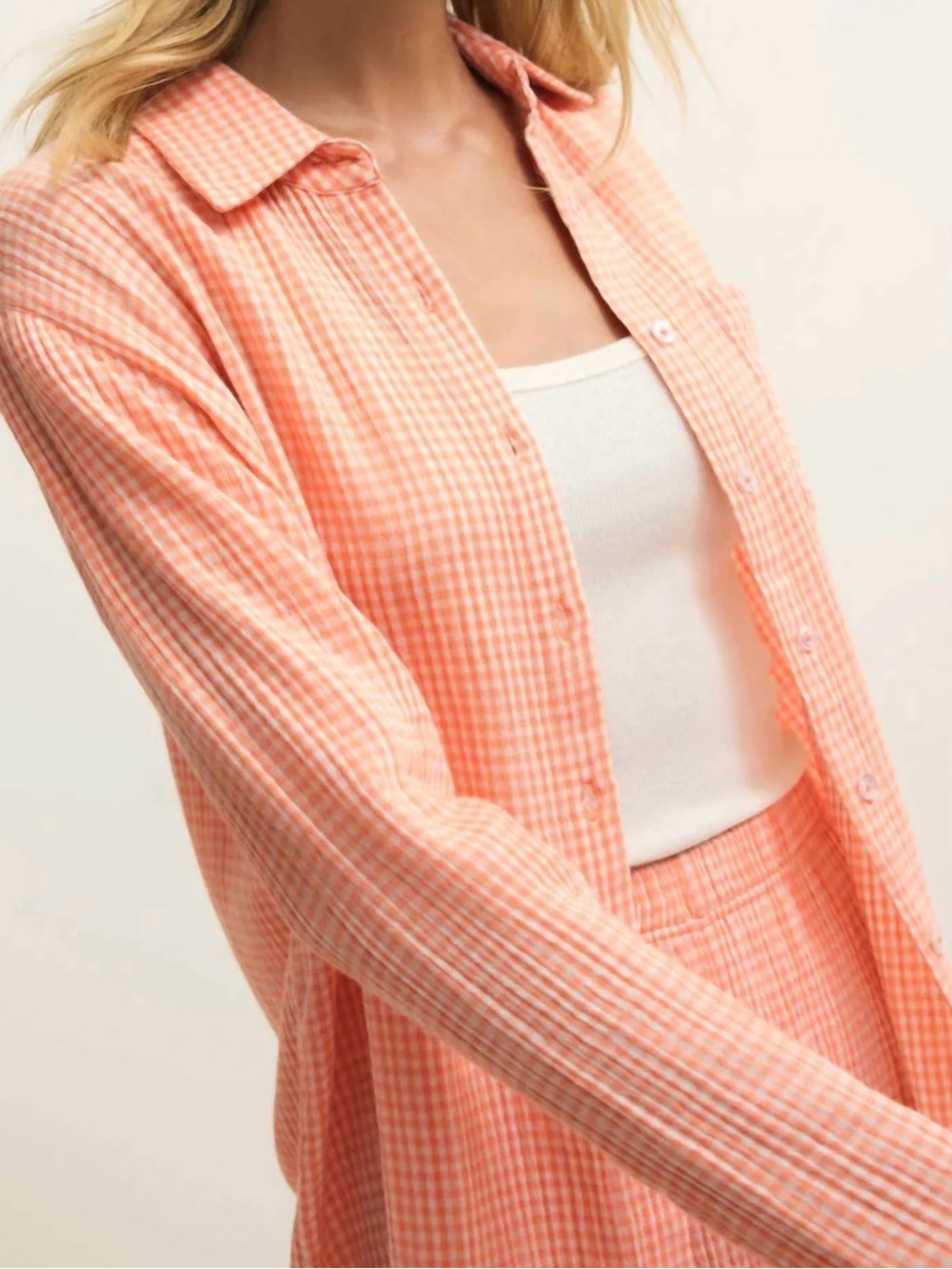 Z Supply Orange Gingham Button-Down Shirt